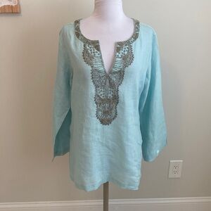 Bella Tu by Gopi Vaid Linen Bead Embellished Tunic